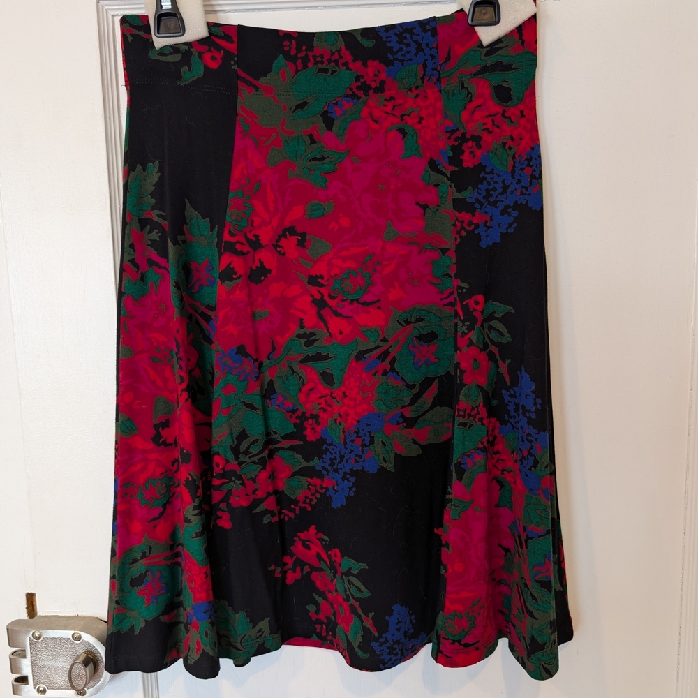 Floral Black and Red Women's Skirt